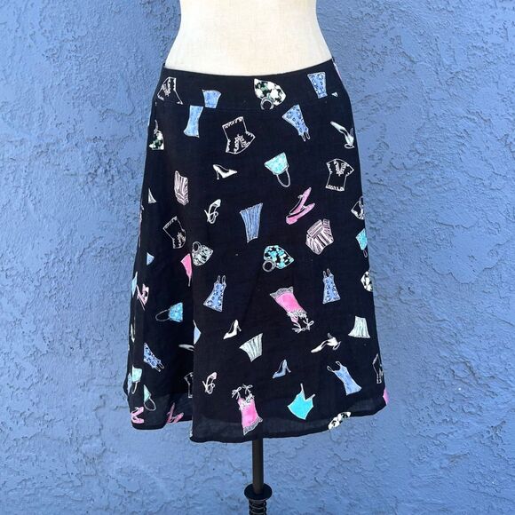 Vintage Liz Claiborne Linen Skirt Quirky fashion print size 8 y2k 90s - Picture 2 of 12